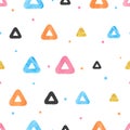 Seamless colorful pattern with watercolor triangles. Vector geometric illustration