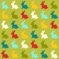 Seamless colorful rabbits pattern