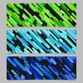 Seamless colorful random diagonal stripe pattern banner background design set Royalty Free Stock Photo