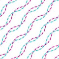 Seamless Colorful Rope Pattern. Repeat Design. Curved Waves, Royalty Free Stock Photo
