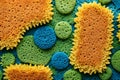 Seamless colorful texture background with porous sponges. Underwater world, corals Royalty Free Stock Photo