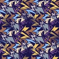 Seamless colorful urban artwork with grunge curved patterns for print, texture, textile