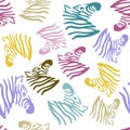 Seamless colorful zebra pattern. Vector animal print.