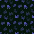 Seamless coloured handprint pattern for fabrics and packaging and gifts and cards and linens and kids and wrapping paper Royalty Free Stock Photo