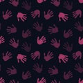 Seamless coloured handprint pattern for fabrics and packaging and gifts and cards and linens and kids and wrapping paper Royalty Free Stock Photo