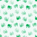 Seamless coloured handprint pattern for fabrics and packaging and gifts and cards and linens and kids and wrapping paper Royalty Free Stock Photo