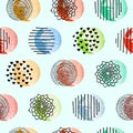 Seamless colourful abstract pattern with hand draw doodle textures