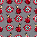 Seamless colourful pattern with ladybugs and flower
