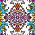 Seamless Colourful Waves Doodles Pattern