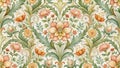 Seamless complex floral pattern Pre-Raphaelite style.Vintage timeless ornament