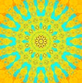 Seamless concentric circle ornament yellow orange turquoise blue Royalty Free Stock Photo
