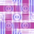 Seamless concentric circles and stripes pattern violet white purple blue overlaying shifty Royalty Free Stock Photo