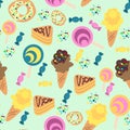 Seamless Confection Pattern. Ice-cream, Candies, Pies