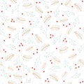 Seamless conifer and berry pattern