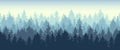 Seamless coniferous winter forest background. Nature, landscape. Pine, spruce, christmas tree. Fog evergreen coniferous trees. Royalty Free Stock Photo