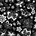 Seamless Contour Floral Pattern (Vector)