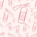 Seamless contours of fire extinguishers Royalty Free Stock Photo