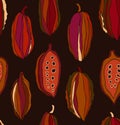 Seamless contrast pattern with cocoa beans.