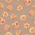Seamless cookies wallpaper. Baking food design
