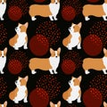 Seamless corgi pattern. Cartoon home pet, set of cute puppies for print, posters and postcard. Vector corgi animal background