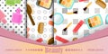 Seamless cosmetics pattern with make up artist objects: lipstick