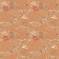 Seamless cowboy pattern with landscapes Royalty Free Stock Photo