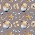 Seamless cozy winter pattern hot drink Christmas Hand-drawing