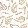 Seamless Cream Floral Pattern on White Background