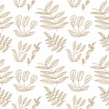 Seamless Cream Floral Pattern on White Background