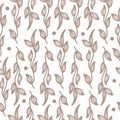 Seamless Cream Floral Pattern on White Background
