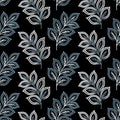 Seamless creative leaf pattern design on black background