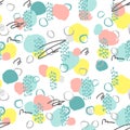 Seamless creative pattern. Artistic repeating background with abstract hand drawn shapes.