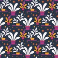 Seamless Creative Pattern of Homeplants in Pots