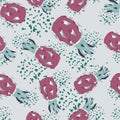 Seamless creative pattern with pale pink pitahaya silhouettes random print. Background blue with splashes