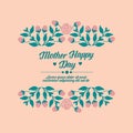 Seamless crowd of leaf and rose flower frame, for happy mother day poster template concept. Vector