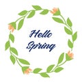 Seamless Crowd of leaf and yellow floral frame, for hello spring greeting card design. Vector