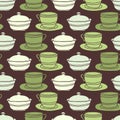 Seamless Cup, saucer and sugar bowl background Royalty Free Stock Photo