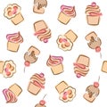 Seamless cupcake pattern. Royalty Free Stock Photo