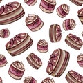 Seamless cupcakes pattern
