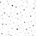 Seamless cute baby pattern with stars hearts Kids texture fabric wallpaper background Vector illustration