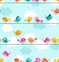 Seamless cute birds pattern