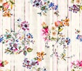 Seamless cute floral pattern. Blue and Pink flowers. Flower pattern on white background. Floral background. The elegant the templa Royalty Free Stock Photo