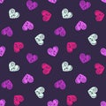 seamless cute hand drawn bright female pattern with uneven hearts