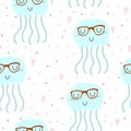 Seamless cute jelly fish pattern vector illustration