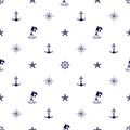 Seamless cute marine pattern on white background