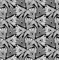 Seamless cute monochrome floral pattern