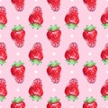 Seamless cute orderly background with strawberries