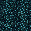 Seamless cute paisley pattern on black background