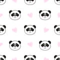 Seamless cute panda pattern.