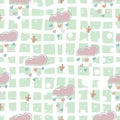 Seamless Cute Pattern with clouds raining with hearts Royalty Free Stock Photo